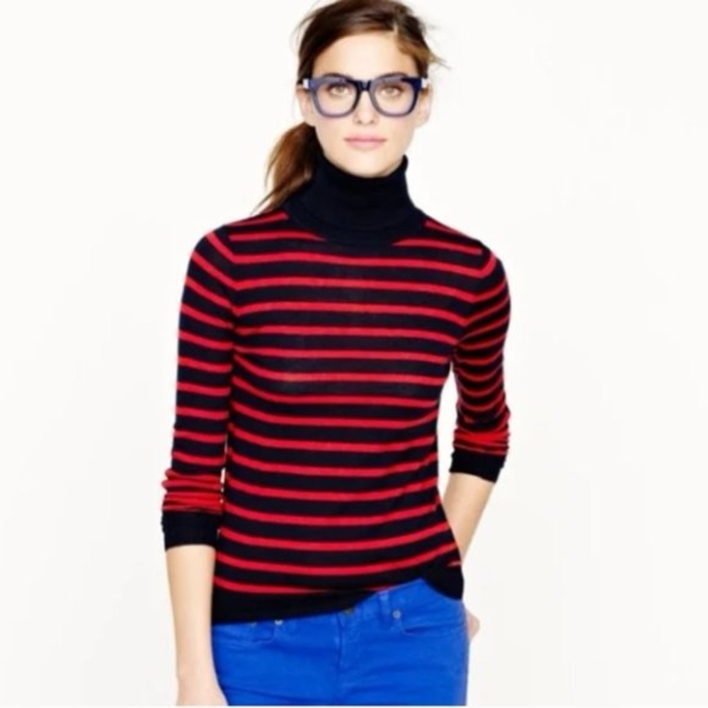 🔴JCrew 100% Merino Wool Stripped Turtleneck (Great Condition)